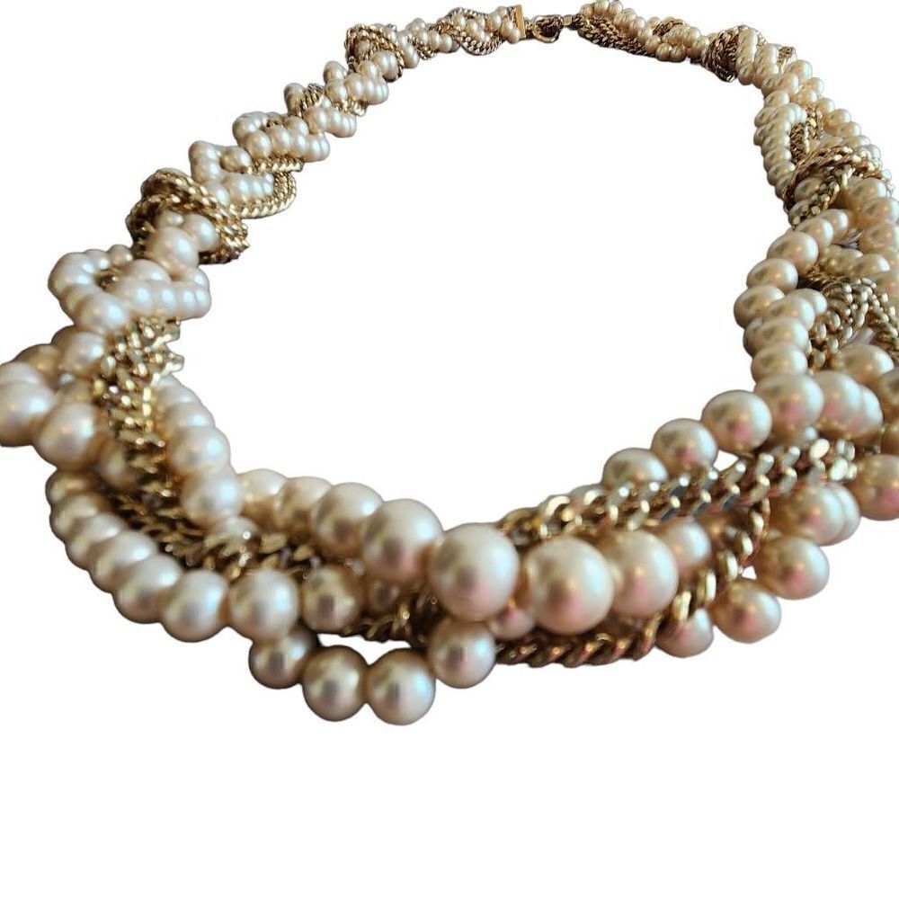 ‎Givenchy Necklace Pearls and Gold Long or Choker Style Ivory